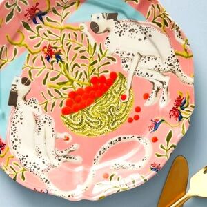 ANTHROPOLOGIE Paige Gemmel Eastern Animals "Monkeys" Dessert Plate NWOT